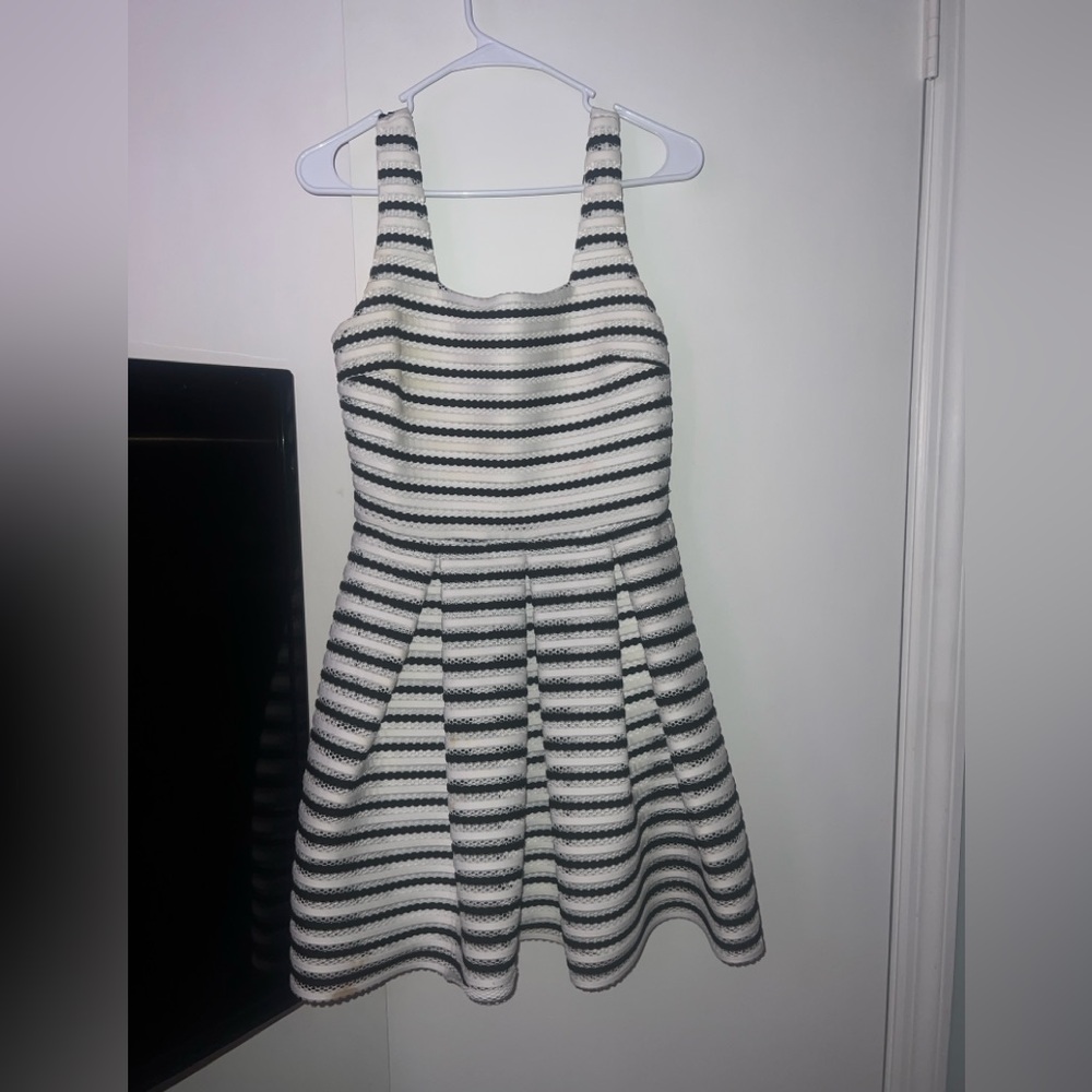 Soprano Striped Eyelet Lace Dress